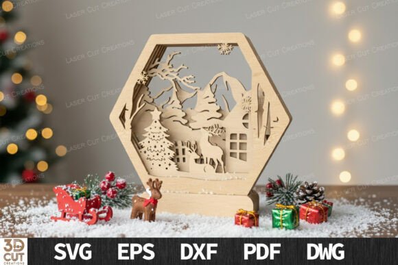 Download Christmas Layered Reindeer Scene SVG - Christmas Collection
