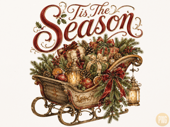Download Tis the Season Vintage Christmas Sleigh - Christmas Collection
