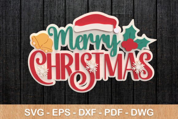 Download Merry Christmas Sign with Santa Hat - Christmas Collection