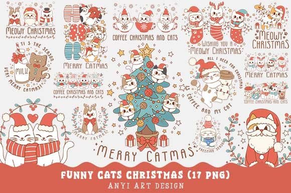 Download Funny Cat Christmas PNG Bundle - Christmas Collection
