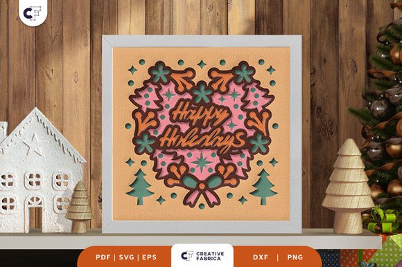 Download Christmas Wreath 3D Shadow Box - Christmas Collection