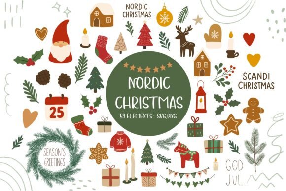 Download Scandi Christmas Folk Clipart SVG Bundle - Christmas Collection