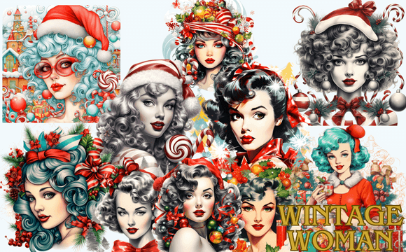 Download Vintage Woman Christmas Sublimation - Christmas Collection
