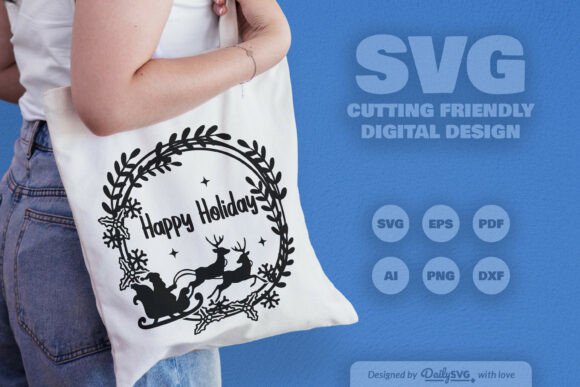Download Happy Holiday Christmas Wreath SVG - Christmas Collection