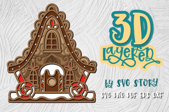 Download 3D Christmas Gingerbread House 02 SVG - Gingerbread house Collection