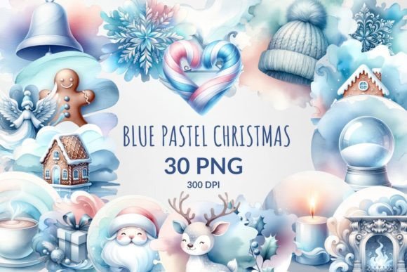 Download Blue Watercolor Christmas Sublimation - Christmas Collection