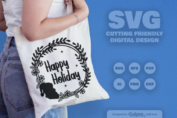 Download Happy Holiday Christmas Wreath SVG - Christmas Collection
