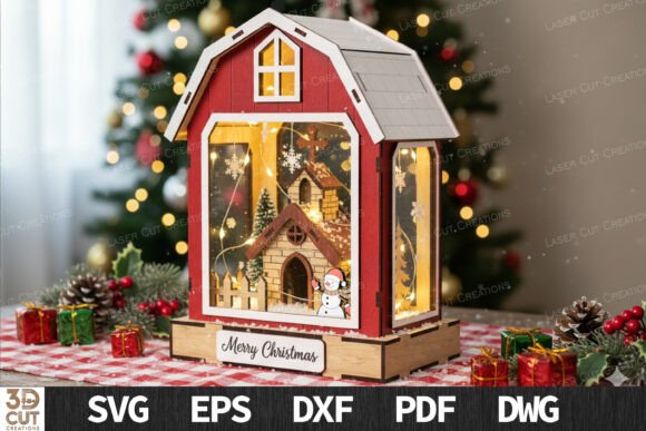 Download Christmas Barn Lantern SVG Light Box - Christmas Collection