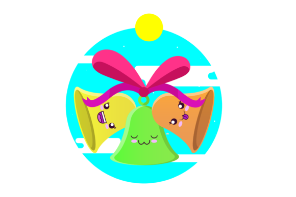 Download Christmas Three Bells Kawaii Circle Art - Christmas Collection
